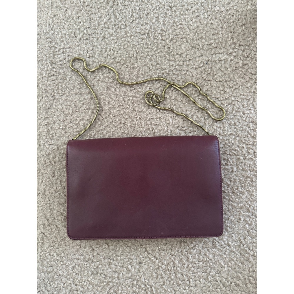 Madewell Crossbody Bag Women OS Burgundy Leather Brass Chain Mirror Kiss Lock